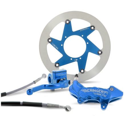 Kit freinage Supermotard beringer top race Axial 6 pistons disque fonte couleur bleu