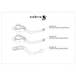 Levier remplacement pour maitre cylinde PZ5 Cobra Noir tailles
