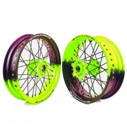 Paire de roues Supermotard SM Pro Platinum Bi-couleur jaune Fluo KTM