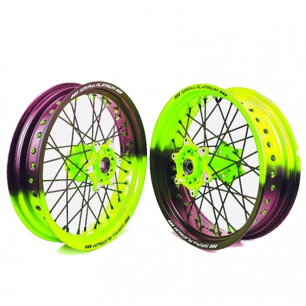 Paire de roues Supermotard SM Pro Platinum Bi-couleur jaune Fluo KTM Paire de roues Supermotard SM Pro Platinum Bi-couleur jaune Fluo KTM
