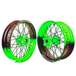 Paire de roues Supermotard SM Pro Platinum Bi-couleur vert Fluo KTM