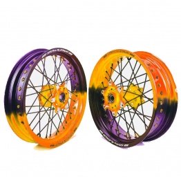 Paire de roues Supermotard SM Pro Platinum Bi-couleur orange Fluo KTM