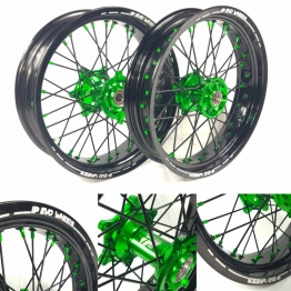 Paire de roues Supermotard IP Evo Kawasaki MOYEUX VERT