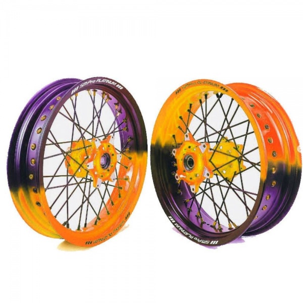 Paire de roues Supermotard SM Pro Platinum Fluo orange Paire de roues Supermotard SM Pro Platinum Fluo orange