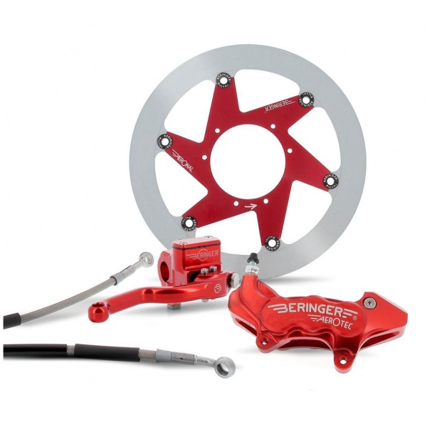 Kit freinage Supermotard beringer top race Axial 6 pistons disque inox couleur rouge Kit freinage Supermotard beringer top race Axial 6 pistons disque inox couleur rouge