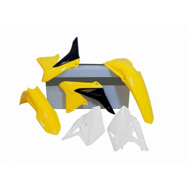 Kit plastique RACETECH couleur origine blanc/jaune Suzuki RMX 450 2010-2019