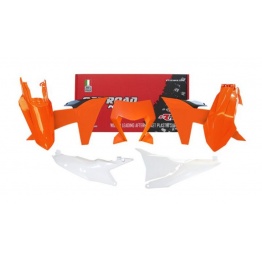 Kit plastique RACETECH orange/blanc KTM 150/250/300/350/450/500 EXC EXCF XC-W 2024