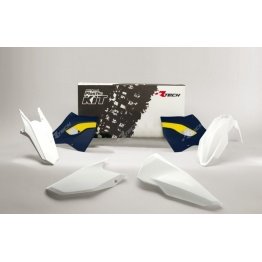 Kit plastique RACETECH couleur origine blanc/bleu/jaune Husqvarna 125/250/300/350/501 FE/TE 2015-2016