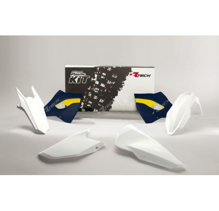 Kit plastique RACETECH couleur origine blanc/bleu/jaune Husqvarna 125/250/300/350/501 FE/TE 2015-2016