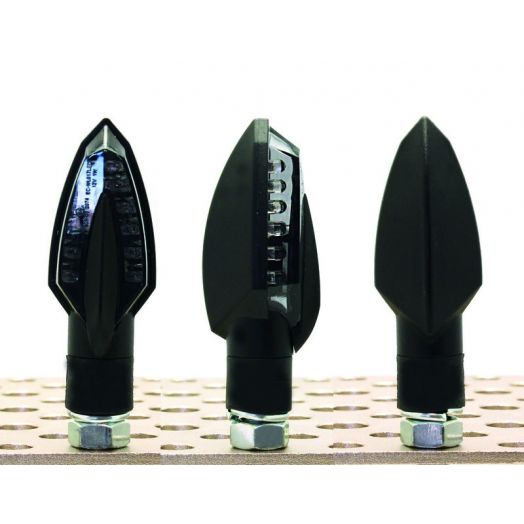 Paire de clignotants moto V-Parts Spear LED noir homologués