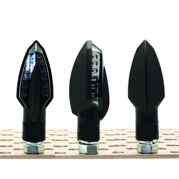 Paire de clignotants moto V-Parts Spear LED noir homologués