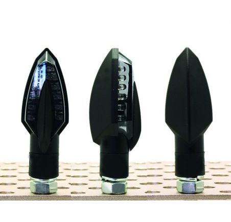 Paire de clignotants moto V-Parts Spear LED noir homologués