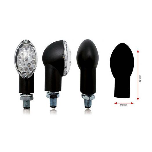 Clignotants moto BIHR Oval LED homologués noir universel