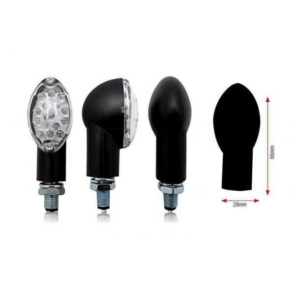 Clignotants moto BIHR Oval LED homologués noir universel