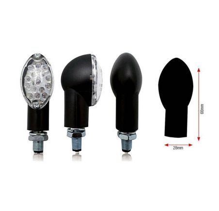 Clignotants moto BIHR Oval LED homologués noir universel