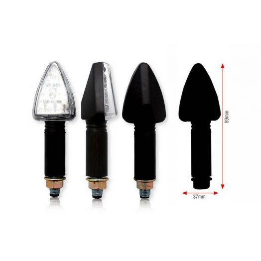 Paire de clignotants moto BIHR Tri-LED Long noir homologués