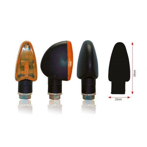 Paire de clignotants moto BIHR Triangle noir homologués