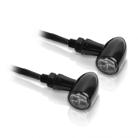 Clignotants moto V-Parts LED aluminium noir universels Clubman