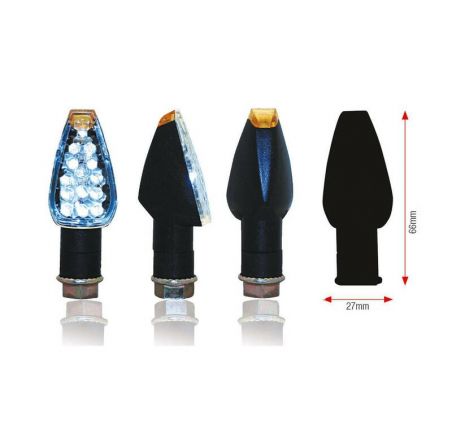 Paire de clignotants moto BIHR Design LED Court noir homologués