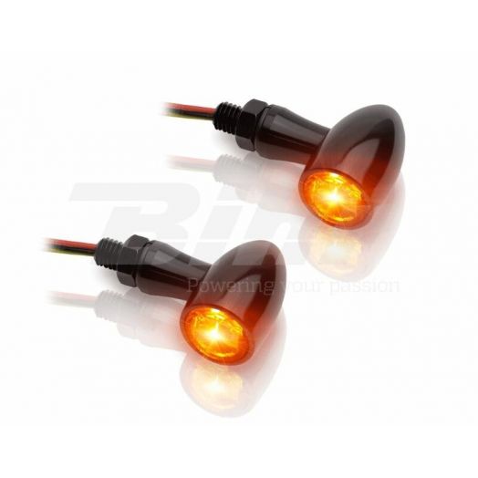 Paire de clignotants moto V-Parts LED aluminium 3-en-1 noir