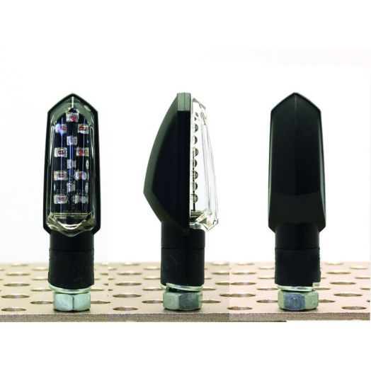 Paire de clignotants moto V-Parts Bud LED noir homologués