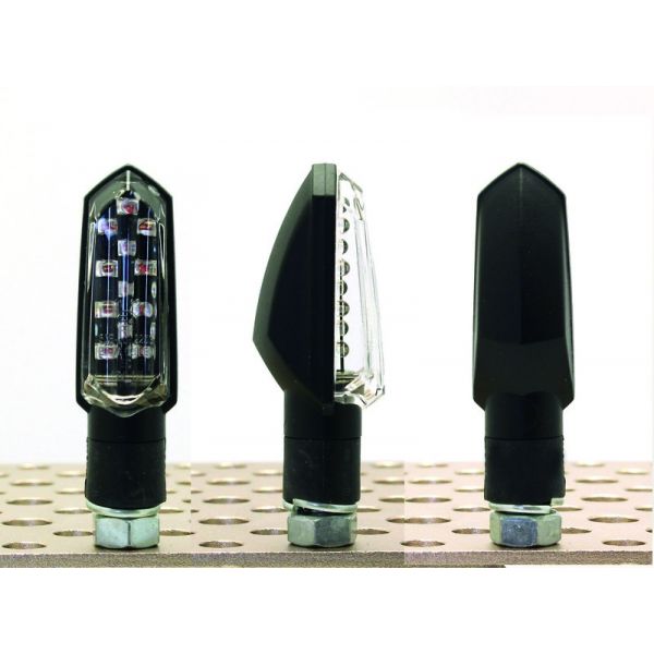 Paire de clignotants moto V-Parts Bud LED noir homologués