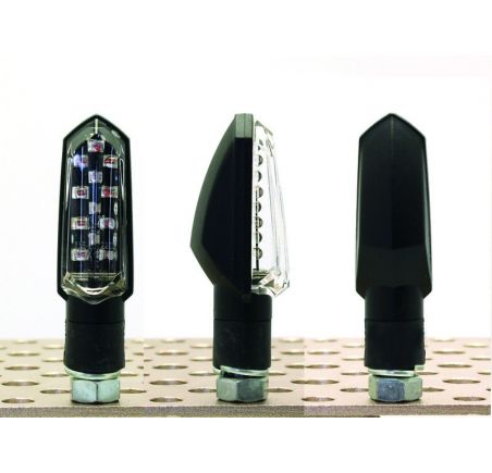 Paire de clignotants moto V-Parts Bud LED noir homologués