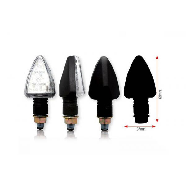 Paire de clignotants moto BIHR Tri-LED Court noir homologués