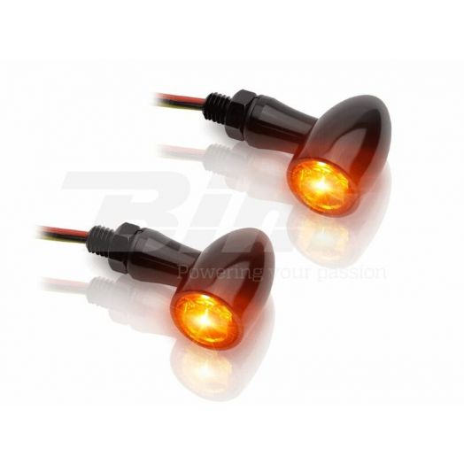 Paire de clignotants avant moto V-Parts LED aluminium 2-en-1 noir