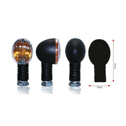 Paire de clignotants moto BIHR 21W Basic noir homologués