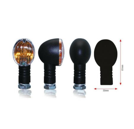 Paire de clignotants moto BIHR 21W Basic noir homologués