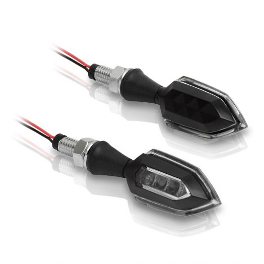 Paire de clignotants moto V-Parts Zinc LED noir homologués