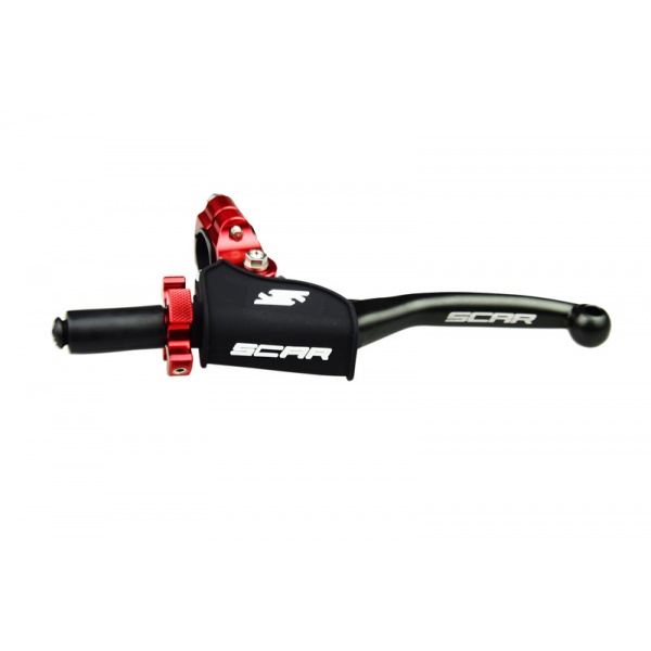 Levier embrayage repliable + cocotte universel SCAR noir molette rouge