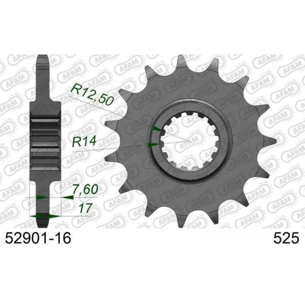 Pignon AFAM acier standard 52901 - 525 Pignon AFAM acier standard 52901 - 525