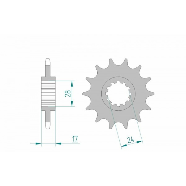 Pignon AFAM acier standard 20516 - 520 Pignon AFAM acier standard 20516 - 520