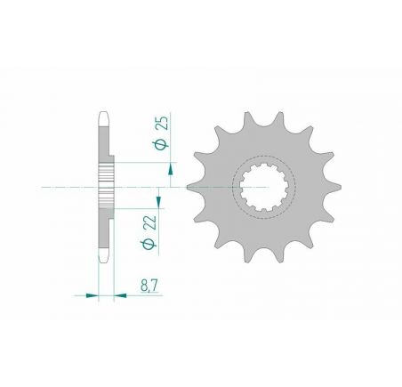 Pignon AFAM acier standard 22505 - 520
