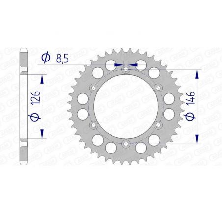 Couronne AFAM aluminium Suzuki RM/RMZ/DRZ - 44 x 520