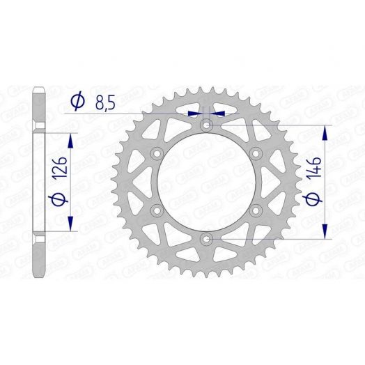 Couronne AFAM aluminium Suzuki RM/RMZ/DRZ - 49 x 520
