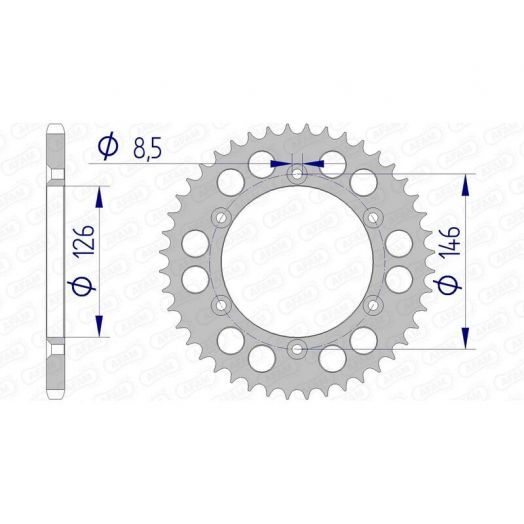 Couronne AFAM aluminium Suzuki RM/RMZ/DRZ - 45 x 520