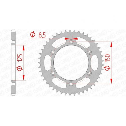 Couronne AFAM acier standard KTM / HVA / Gas Gas / Stark Varg 44 x 520