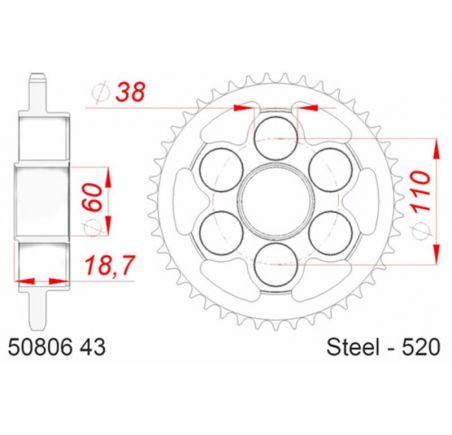 Couronne AFAM acier standard 50806 - 520