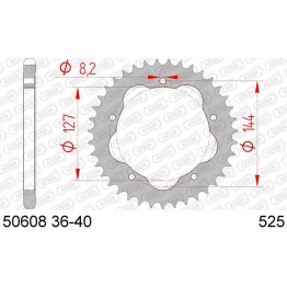 Couronne AFAM acier standard 50608 - 525 - Nécessite un porte couronne AFAM