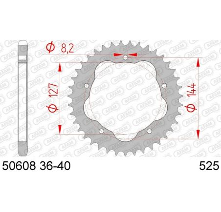 Couronne AFAM acier standard 50608 - 525 - Nécessite un porte couronne AFAM