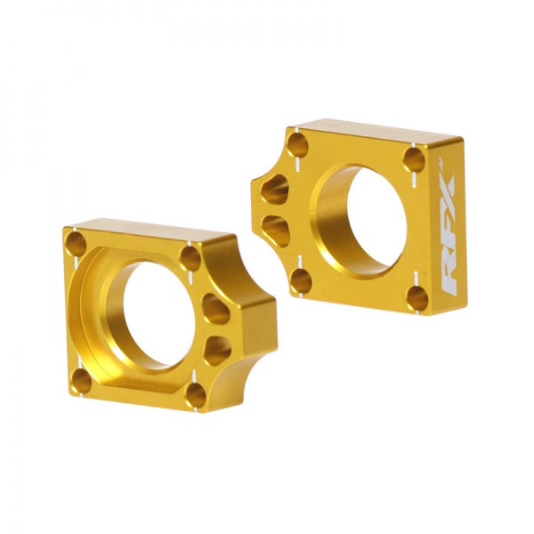 Tendeurs de chaîne RFX Pro jaune Suzuki 250/450 RMZ 2004-2025 Tendeurs de chaîne RFX Pro jaune Suzuki 250/450 RMZ 2004-2025
