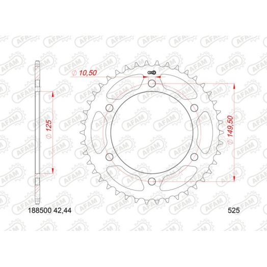 Couronne AFAM 46 dents acier pas 525 type 188500