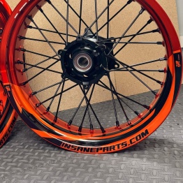 Kit déco chrome orange pour jante supermotard bi-color