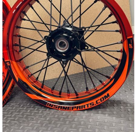 Kit déco chrome orange pour jante supermotard bi-color
