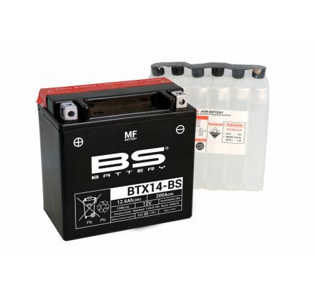 Batterie BS BATTERY sans entretien avec pack acide - BTX14-BS