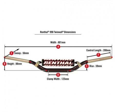 Dimensions Guidon RENTHAL Twinwall type 990