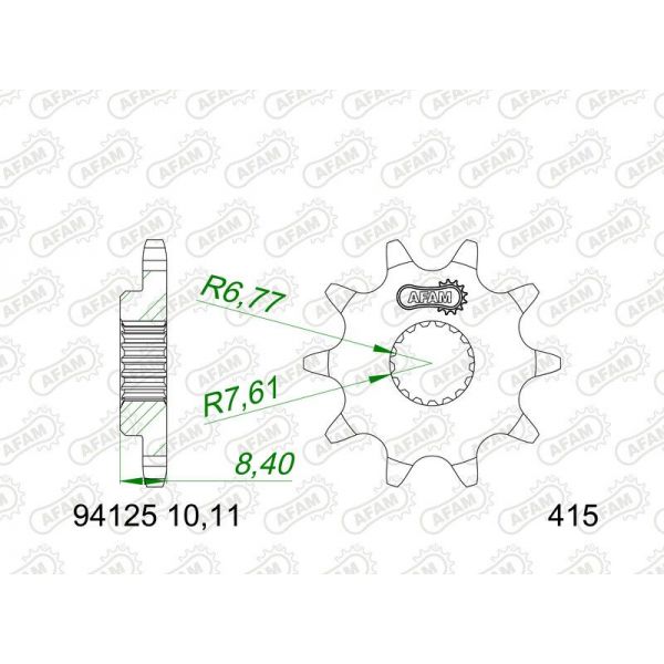 Pignon AFAM acier standard - 415